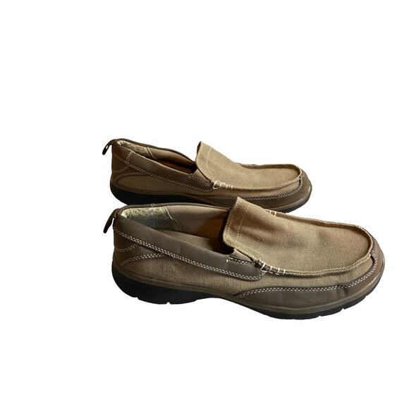 Faded Glory Mens Canvas Loafers Size 8 Brown Slip-On Cabincore Light Academia - Picture 3 of 7